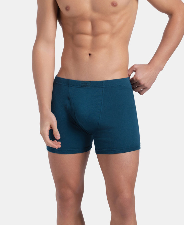 Super Combed Cotton Rib Solid Boxer Brief with Ultrasoft and Durable Waistband - Seaport Teal