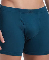 Super Combed Cotton Rib Solid Boxer Brief with Ultrasoft and Durable Waistband - Seaport Teal