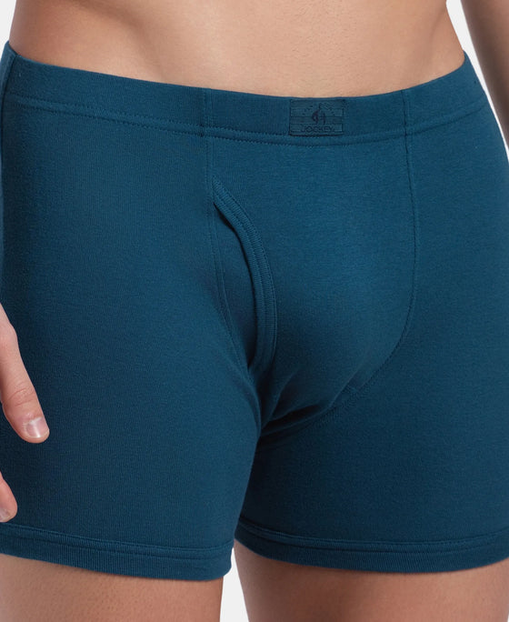 Super Combed Cotton Rib Solid Boxer Brief with Ultrasoft and Durable Waistband - Seaport Teal