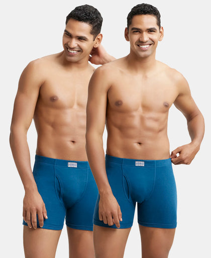 Super Combed Cotton Rib Solid Boxer Brief with Ultrasoft and Durable Waistband - Seaport Teal (Pack of 2)