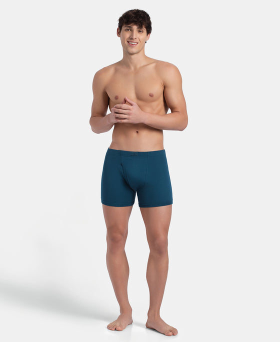Super Combed Cotton Rib Solid Boxer Brief with Ultrasoft and Durable Waistband - Seaport Teal (Pack of 2)