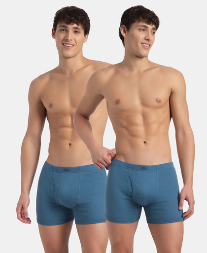 Super Combed Cotton Rib Solid Boxer Brief with Ultrasoft and Durable Waistband - Stellar (Pack of 2)