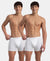 Super Combed Cotton Rib Solid Boxer Brief with Ultrasoft and Durable Waistband - White (Pack of 2)