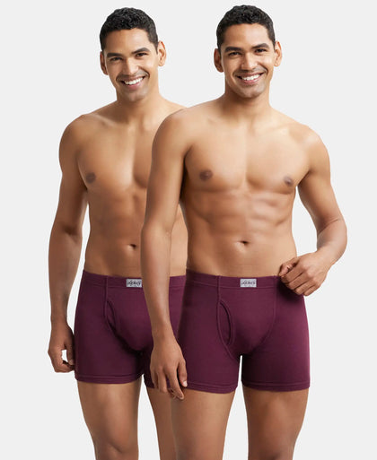 Super Combed Cotton Rib Solid Boxer Brief with Ultrasoft and Durable Waistband - Wine Tasting (Pack of 2)