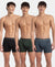 Super Combed Cotton Rib Solid Boxer Brief with Ultrasoft and Durable Waistband - Black, Deep Forest & Deep Slate (Pack of 3)