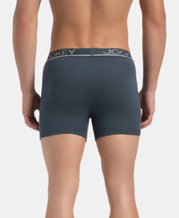 Super Combed Cotton Rib Solid Boxer Brief with Ultrasoft and Durable Waistband - Black, Deep Forest & Deep Slate (Pack of 3)