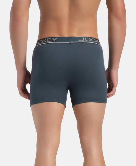 Super Combed Cotton Rib Solid Boxer Brief with Ultrasoft and Durable Waistband - Black, Deep Forest & Deep Slate (Pack of 3)