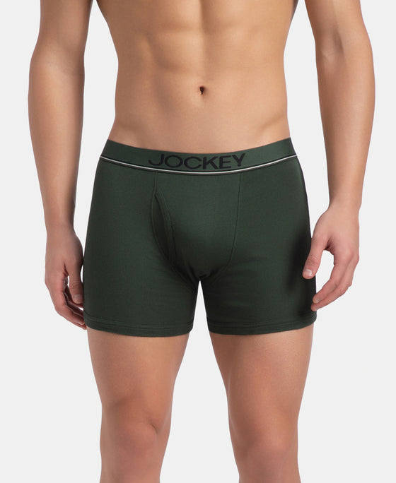 Super Combed Cotton Rib Solid Boxer Brief with Ultrasoft and Durable Waistband - Black, Deep Forest & Deep Slate (Pack of 3)