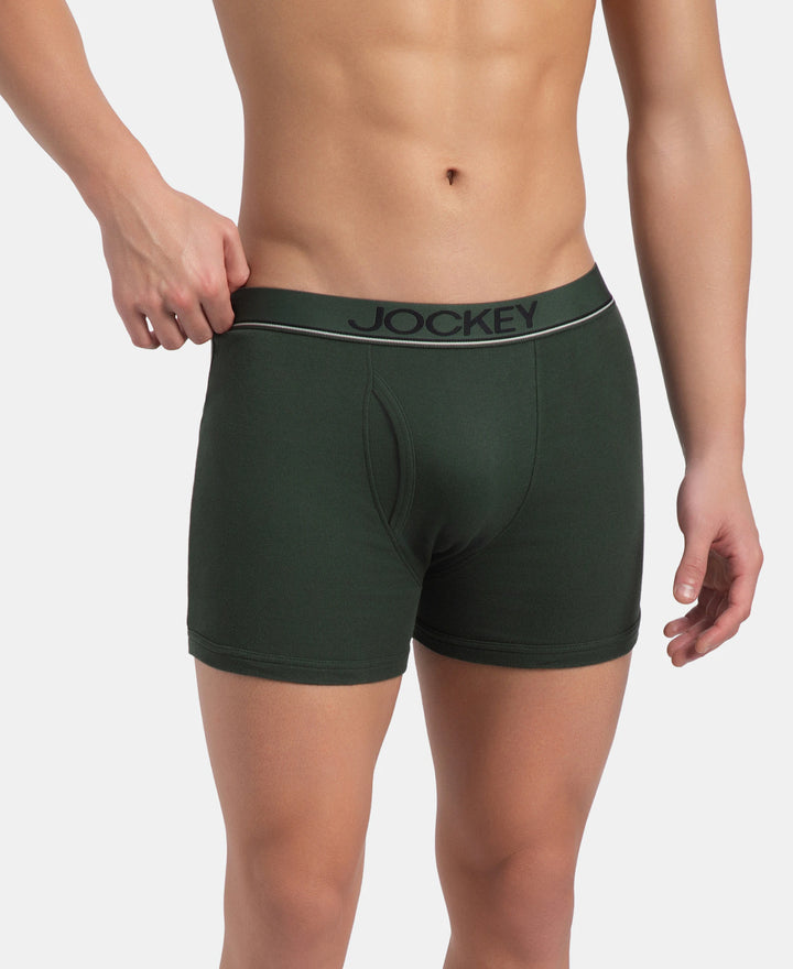 Super Combed Cotton Rib Solid Boxer Brief with Ultrasoft and Durable Waistband - Black, Deep Forest & Deep Slate (Pack of 3)