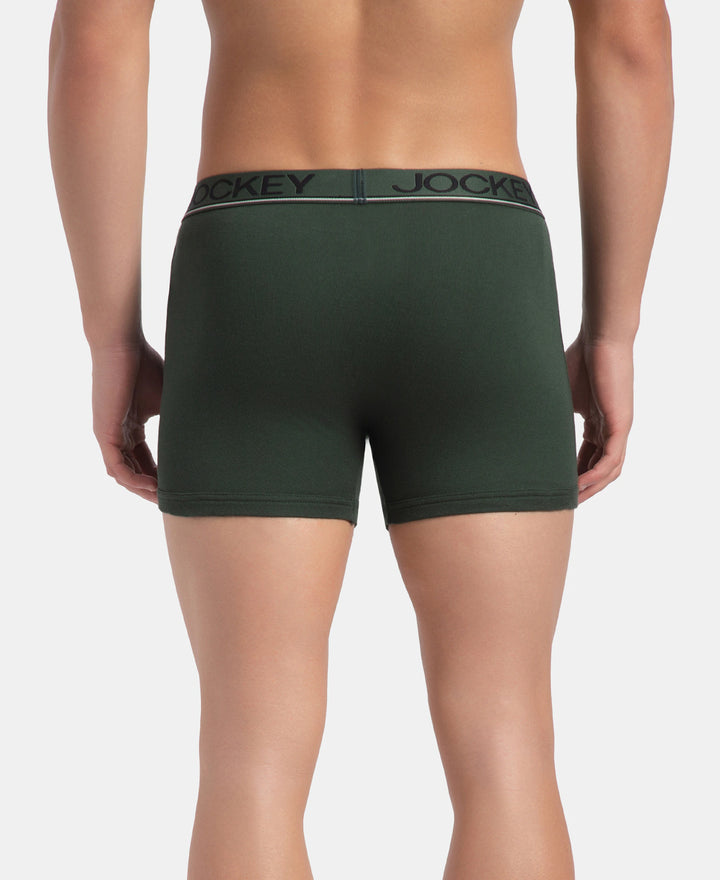 Super Combed Cotton Rib Solid Boxer Brief with Ultrasoft and Durable Waistband - Black, Deep Forest & Deep Slate (Pack of 3)