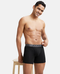 Super Combed Cotton Rib Solid Boxer Brief with Ultrasoft and Durable Waistband - Black/Grey Melange/Brown (Pack of 3)