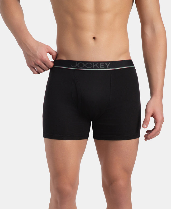 Super Combed Cotton Rib Solid Boxer Brief with Ultrasoft and Durable Waistband - Black, Dark Khaki & Brown (Pack of 3)