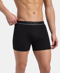 Super Combed Cotton Rib Solid Boxer Brief with Ultrasoft and Durable Waistband - Black, Dark Khaki & Brown (Pack of 3)