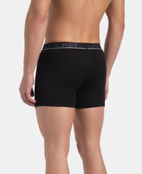 Super Combed Cotton Rib Solid Boxer Brief with Ultrasoft and Durable Waistband - Black, Dark Khaki & Brown (Pack of 3)