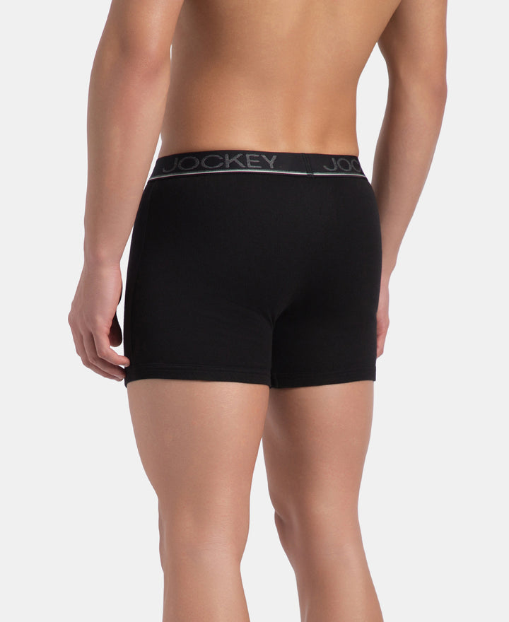 Super Combed Cotton Rib Solid Boxer Brief with Ultrasoft and Durable Waistband - Black, Dark Khaki & Brown (Pack of 3)
