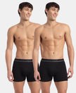 Super Combed Cotton Rib Solid Boxer Brief with Ultrasoft and Durable Waistband - Black (Pack of 2)