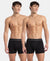 Super Combed Cotton Rib Solid Boxer Brief with Ultrasoft and Durable Waistband - Black (Pack of 2)