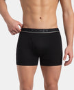 Super Combed Cotton Rib Solid Boxer Brief with Ultrasoft and Durable Waistband - Black