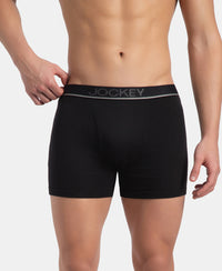 Super Combed Cotton Rib Solid Boxer Brief with Ultrasoft and Durable Waistband - Black