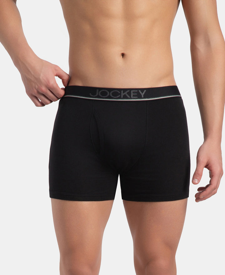 Super Combed Cotton Rib Solid Boxer Brief with Ultrasoft and Durable Waistband - Black (Pack of 2)