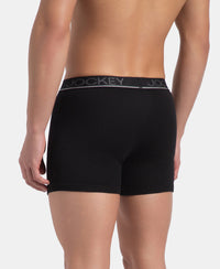 Super Combed Cotton Rib Solid Boxer Brief with Ultrasoft and Durable Waistband - Black