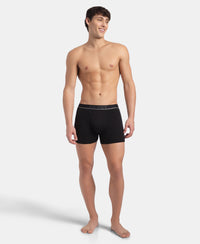 Super Combed Cotton Rib Solid Boxer Brief with Ultrasoft and Durable Waistband - Black (Pack of 2)