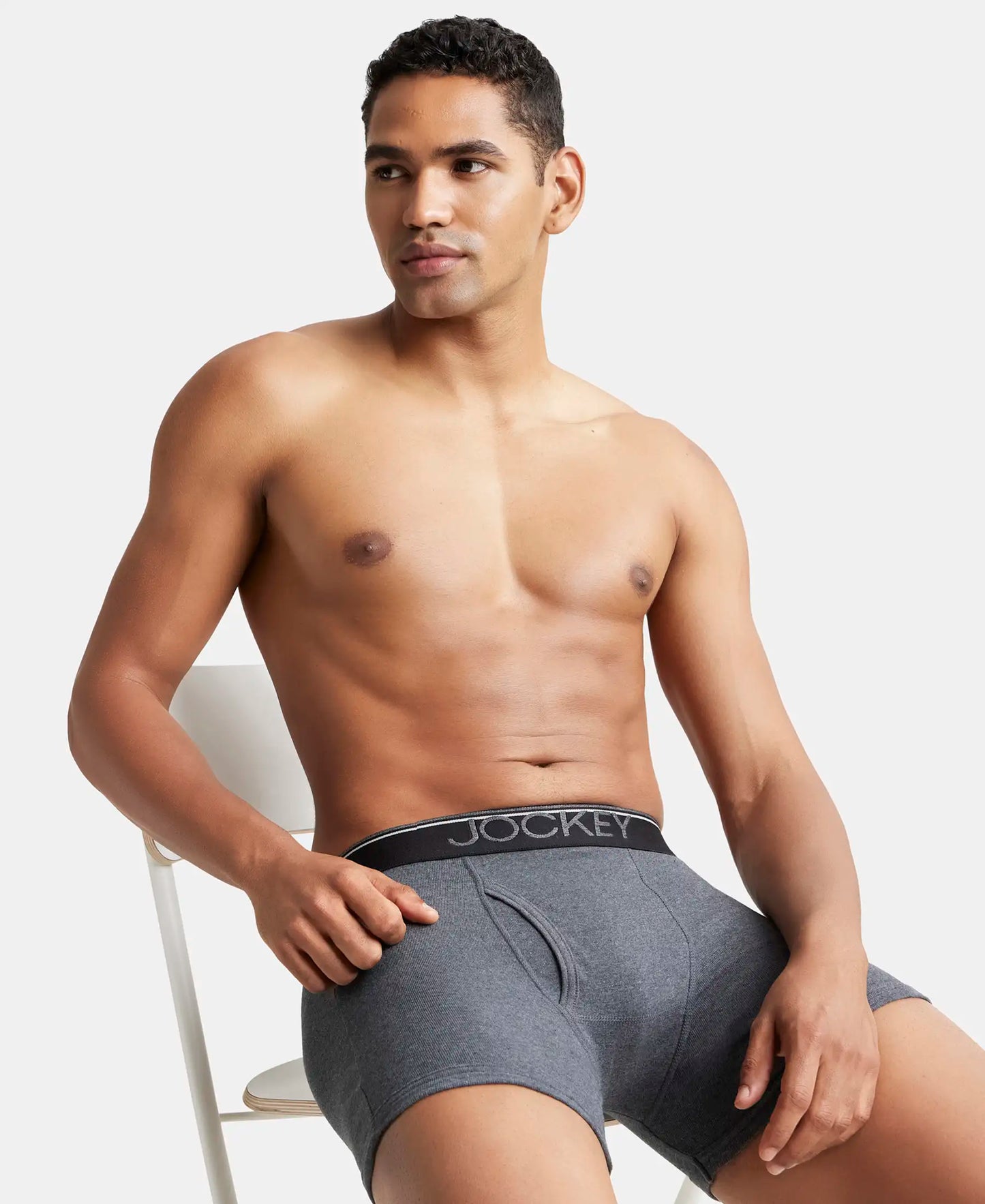 Super Combed Cotton Rib Solid Boxer Brief with Ultrasoft and Durable Waistband - Black/Navy/Charcoal Melange (Pack of 3)