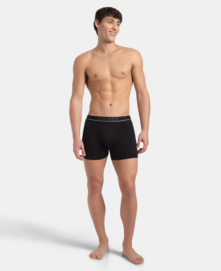 Super Combed Cotton Rib Solid Boxer Brief with Ultrasoft and Durable Waistband - Black/Navy/Charcoal Melange (Pack of 3)