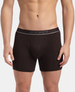 Super Combed Cotton Rib Solid Boxer Brief with Ultrasoft and Durable Waistband - Brown