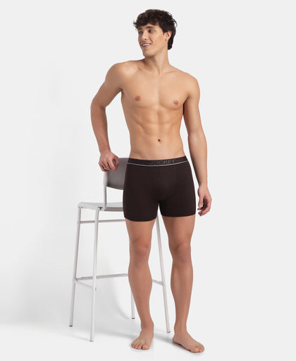 Super Combed Cotton Rib Solid Boxer Brief with Ultrasoft and Durable Waistband - Brown
