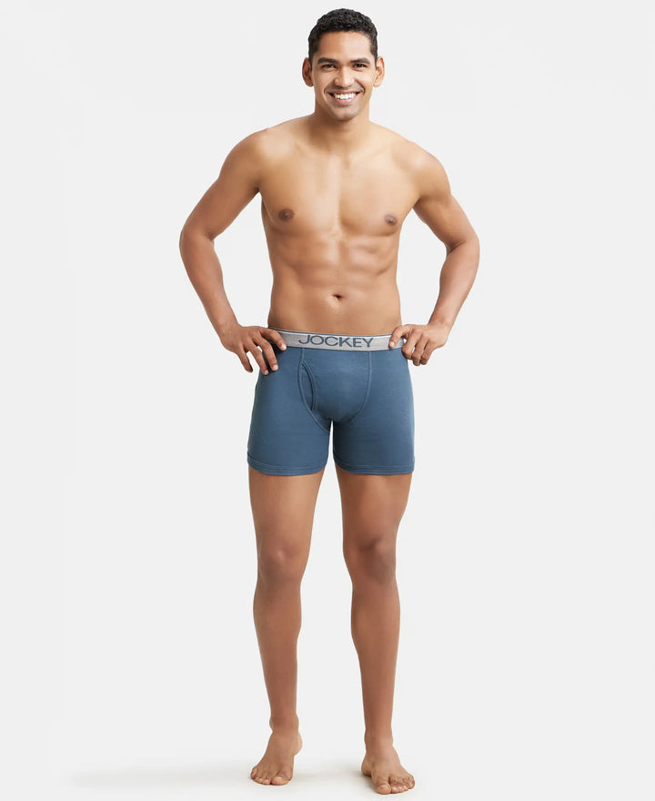 Super Combed Cotton Rib Solid Boxer Brief with Ultrasoft and Durable Waistband - Black/Seaport Teal/Deep Slate (Pack of 3)