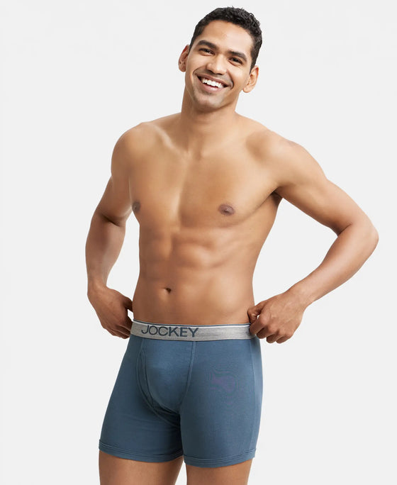 Super Combed Cotton Rib Solid Boxer Brief with Ultrasoft and Durable Waistband - Black/Seaport Teal/Deep Slate (Pack of 3)