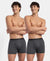 Super Combed Cotton Rib Solid Boxer Brief with Ultrasoft and Durable Waistband - Charcoal Melange (Pack of 2)