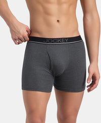 Super Combed Cotton Rib Solid Boxer Brief with Ultrasoft and Durable Waistband - Charcoal Melange (Pack of 2)