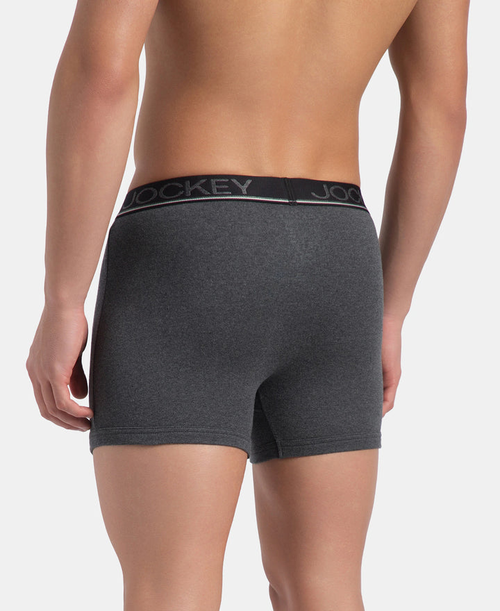 Super Combed Cotton Rib Solid Boxer Brief with Ultrasoft and Durable Waistband - Charcoal Melange (Pack of 2)