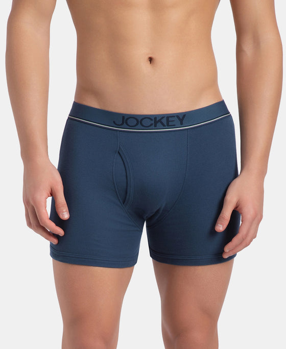 Super Combed Cotton Rib Solid Boxer Brief with Ultrasoft and Durable Waistband - Dark Denim