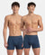 Super Combed Cotton Rib Solid Boxer Brief with Ultrasoft and Durable Waistband - Dark Denim (Pack of 2)
