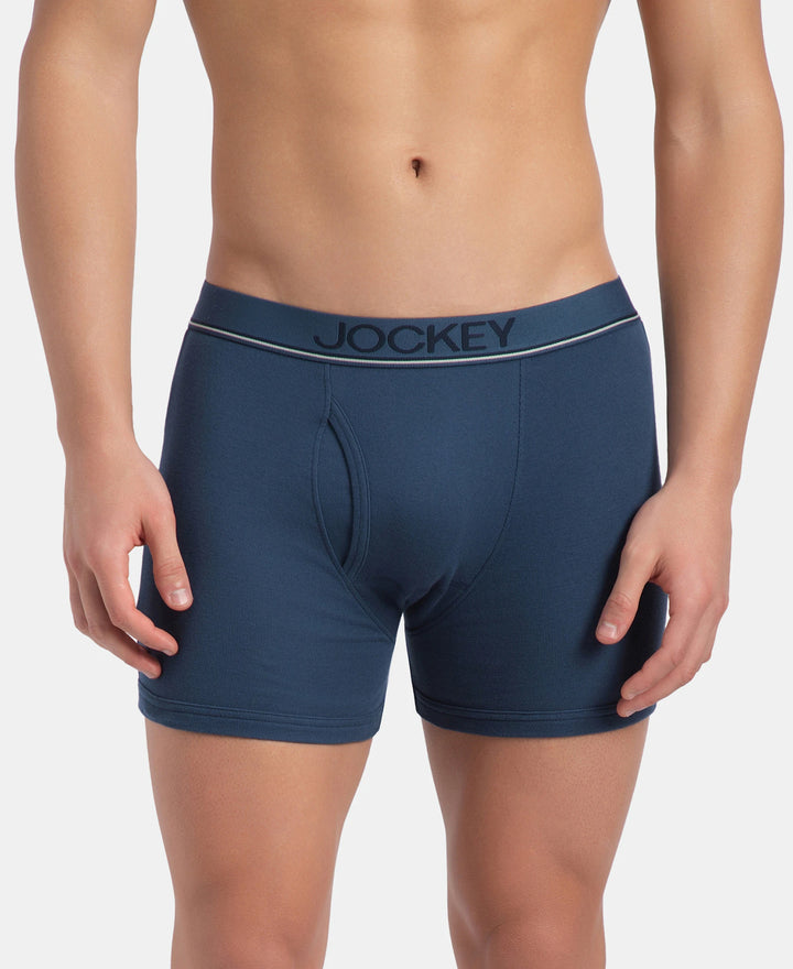 Super Combed Cotton Rib Solid Boxer Brief with Ultrasoft and Durable Waistband - Dark Denim