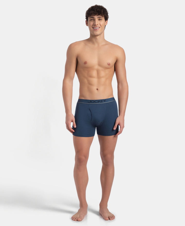 Super Combed Cotton Rib Solid Boxer Brief with Ultrasoft and Durable Waistband - Dark Denim