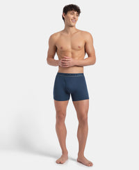Super Combed Cotton Rib Solid Boxer Brief with Ultrasoft and Durable Waistband - Dark Denim
