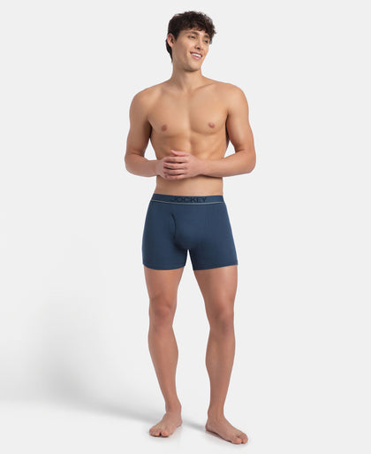 Super Combed Cotton Rib Solid Boxer Brief with Ultrasoft and Durable Waistband - Dark Denim