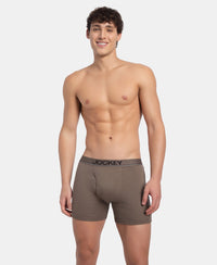 Super Combed Cotton Rib Solid Boxer Brief with Ultrasoft and Durable Waistband - Dark Khaki