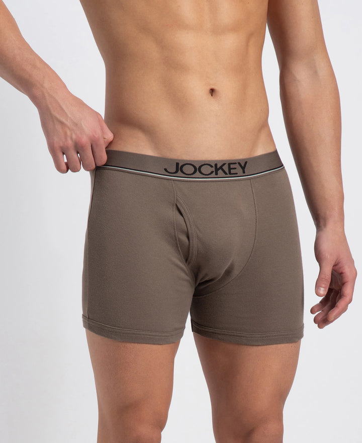 Super Combed Cotton Rib Solid Boxer Brief with Ultrasoft and Durable Waistband - Dark Khaki