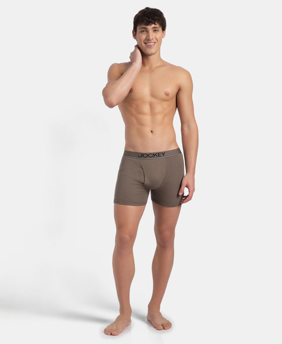 Super Combed Cotton Rib Solid Boxer Brief with Ultrasoft and Durable Waistband - Dark Khaki