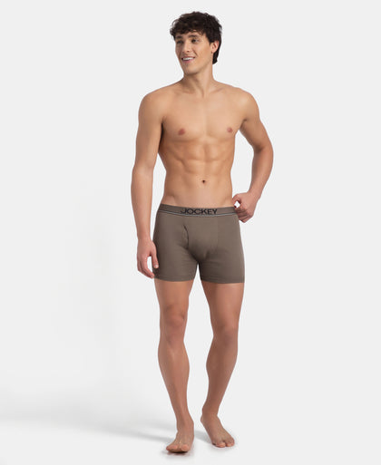 Super Combed Cotton Rib Solid Boxer Brief with Ultrasoft and Durable Waistband - Dark Khaki