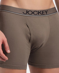 Super Combed Cotton Rib Solid Boxer Brief with Ultrasoft and Durable Waistband - Dark Khaki