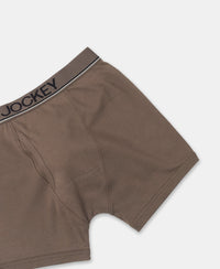Super Combed Cotton Rib Solid Boxer Brief with Ultrasoft and Durable Waistband - Dark Khaki (Pack of 2)