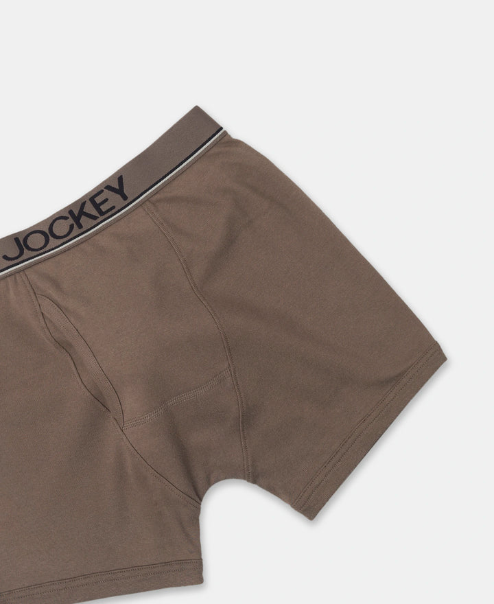 Super Combed Cotton Rib Solid Boxer Brief with Ultrasoft and Durable Waistband - Dark Khaki (Pack of 2)