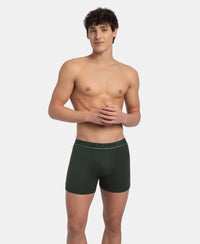 Super Combed Cotton Rib Solid Boxer Brief with Ultrasoft and Durable Waistband - Deep Forest