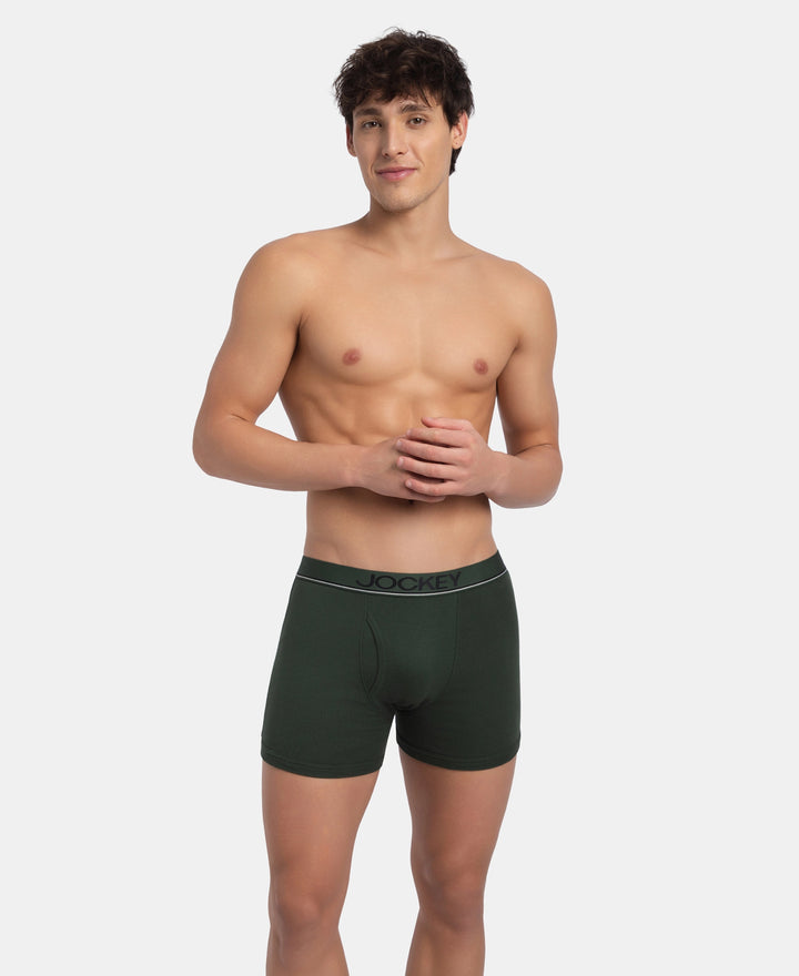 Super Combed Cotton Rib Solid Boxer Brief with Ultrasoft and Durable Waistband - Deep Forest